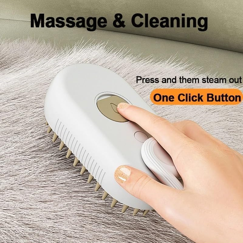 Cat Steam Brush for Shedding 3 in 1 Cat Steamy Brush Cleanser with Foldable Handle Pet Spa Brush for Cats Dogs Defur Comb for Cats Steam Brush for Cats Pet Spray Hair Removal Comb