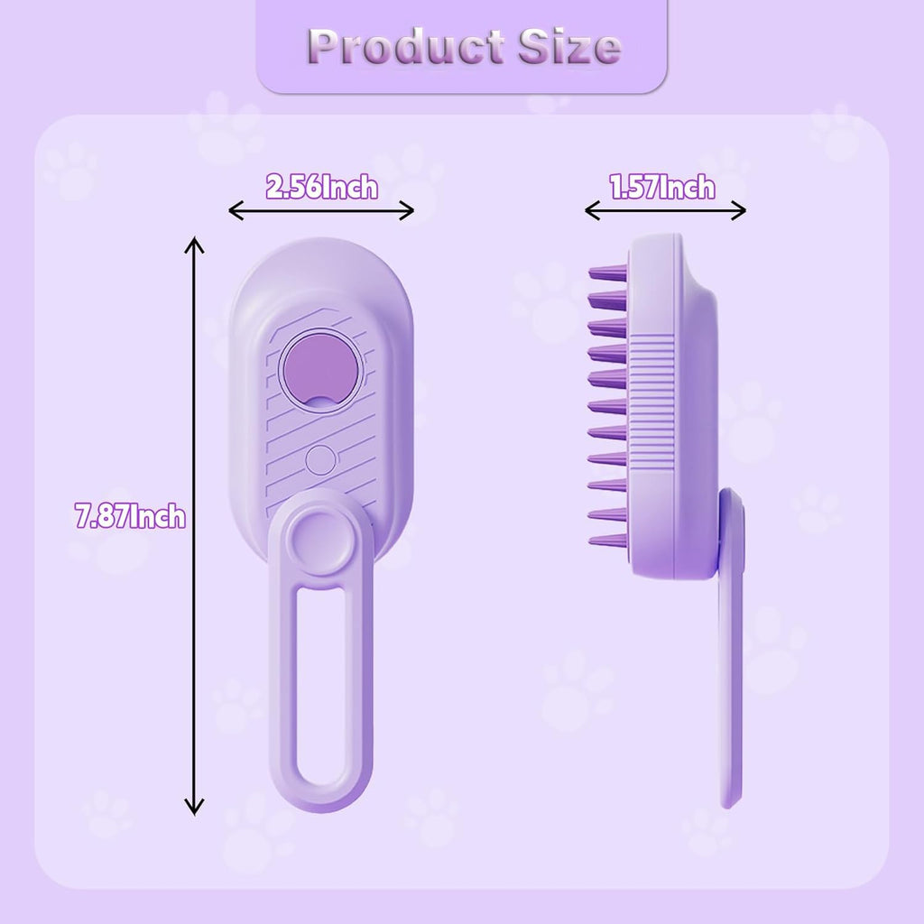Cat Steam Brush for Shedding 3 in 1 Cat Steamy Brush Cleanser with Foldable Handle Pet Spa Brush for Cats Dogs Defur Comb for Cats Steam Brush for Cats Pet Spray Hair Removal Comb